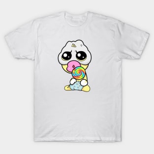 Cute Slluks character is ready for his rainbow candy illustration T-Shirt